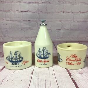 Vintage Old Spice Shaving Mugs and Empty Cologne - Set of 3